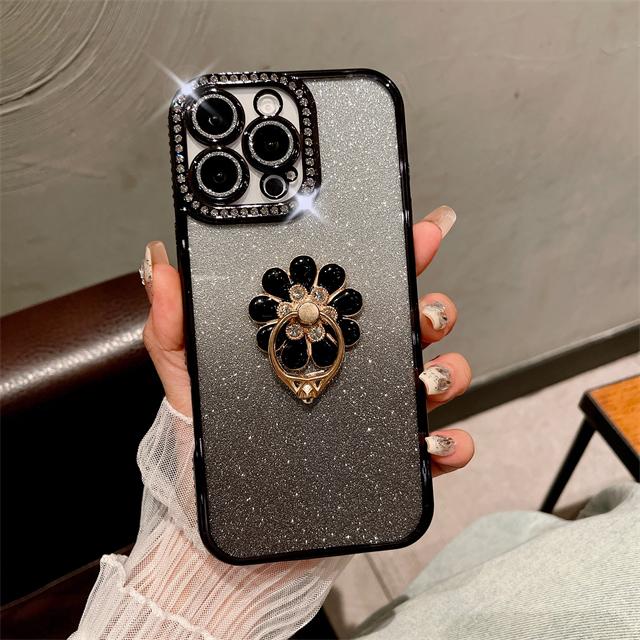 Für iPhone 16 Pro Max Luxus Plattierung Flash Diamant Rahmen Handyhülle Für iPhone 11 12 13 14 15 16 Plus Glitzer Halter Ständer Hülle