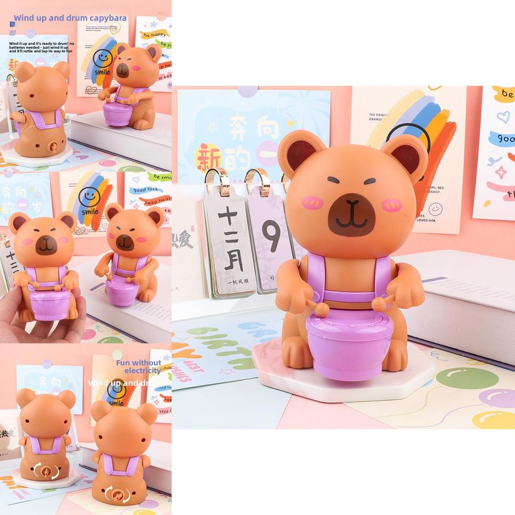 Capybara Toy Drum With Spring Mechanism For Early Childhood Learning And Sensory Development