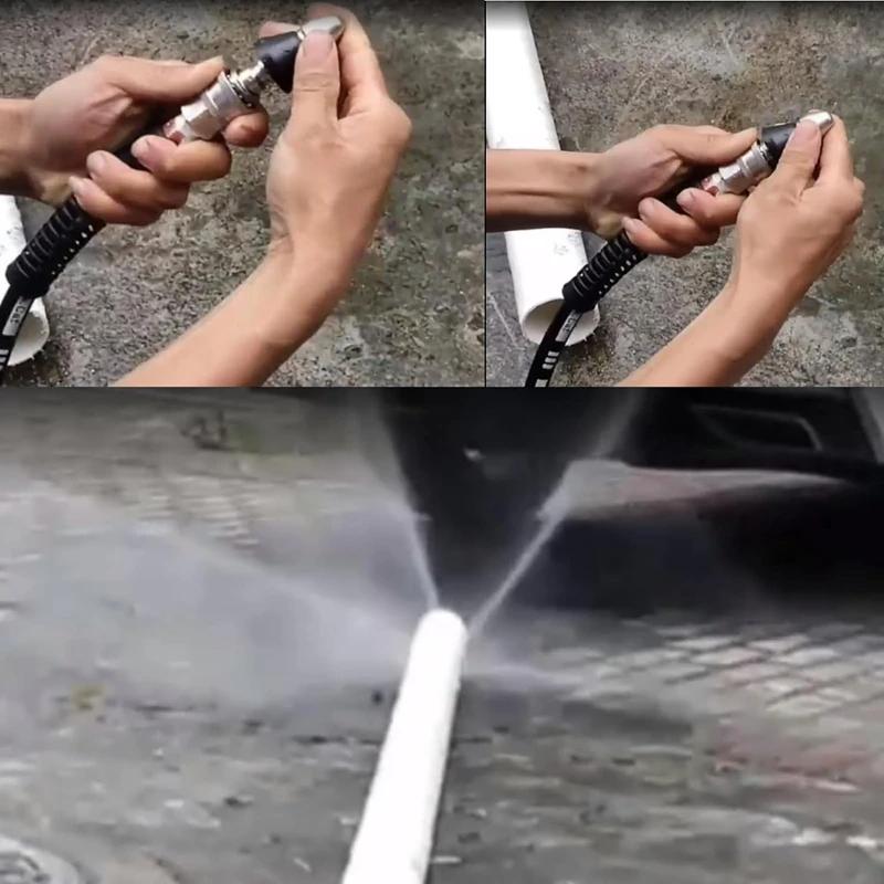 1/4 Quick Connector Pressure Washer Sewer Jetter Nozzle Sewer Cleaning Tool Pipe Unclogger Nozzle for Drain Jetting Hose 5000PSI