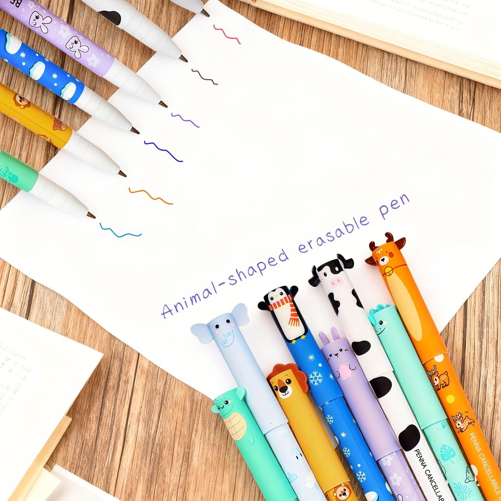 5/10pcs Cute Animal Erasable Pens, Animal Theme Writing Pens - Smooth Writing, Easy To Erase, Stylish Design,Gel Pens