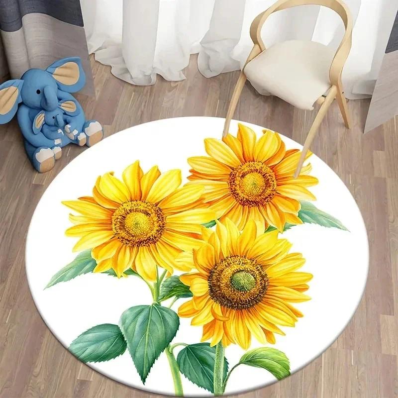 Herbst Kürbis Runder Teppich für Schlafzimmer Thanksgiving Deko Kreis Rutschfester Teppich Ahornblätter Fußmatte für Bad Wohnzimmer Küche