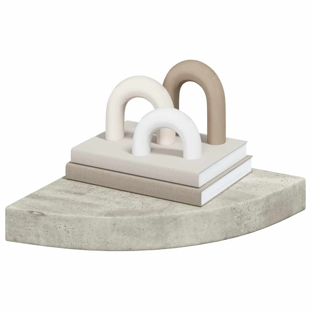 Corner Floating Shelves 4 Pcs Concrete Grey 25 X 25 X 3.8 Cm MDF