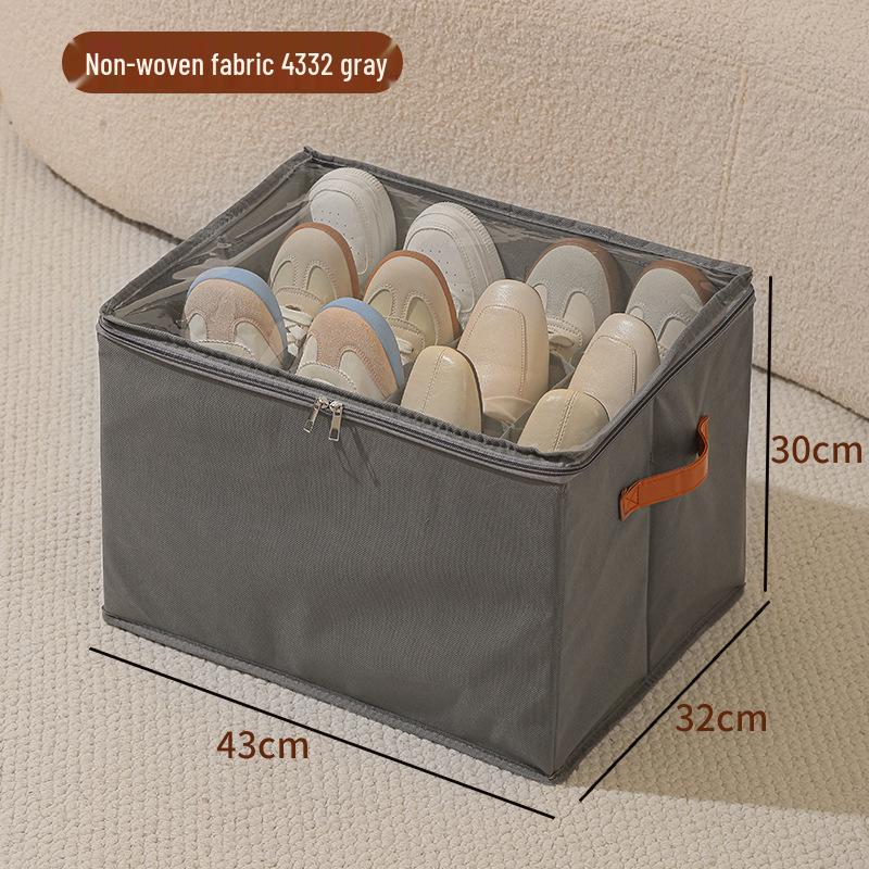 Foldable Shoe Storage Box with Lid & Dividers - Multifunctional Organizer for Clothes & Sundries