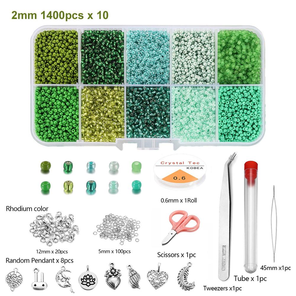 14000 Stück Tschechische Glas-Samenperlen Gürtel Box-Set Charm Perlen für DIY Ohrring Armband Halskette Schmuckherstellung Zubehör Kits