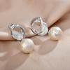 2026 Vintage French Ribbon Stripe Pearl Earrings - Elegant Gold Plated Textured Cotton Pearl Drop Earrings for Women High-End Jewelry