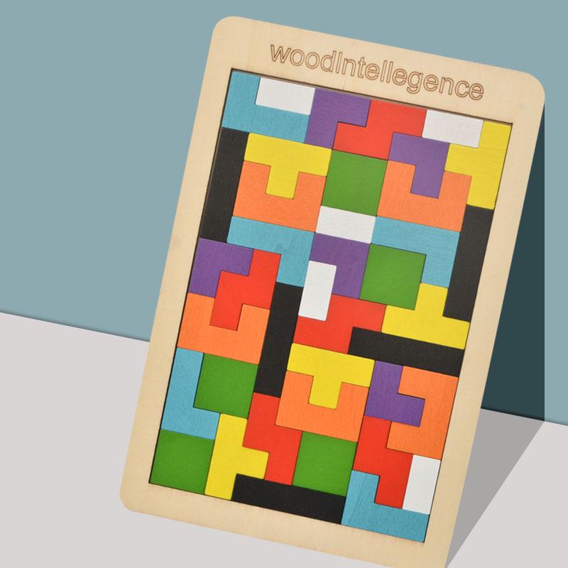 Tetris Wooden Puzzle Building Blocks: Educational Jigsaw Game for Children