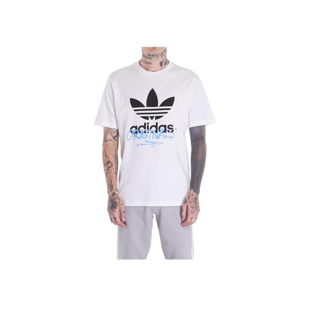 Adidas Originals Ts Street 1 Crew Neck Logo Letter Short Sleeve T-Shirt Men Tops White IX6750