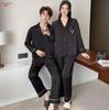 New High-end Jacquard Light Luxury Silk Long-sleeved Couple Satin Loungewear Warm Pajamas Men's and Women's Suits