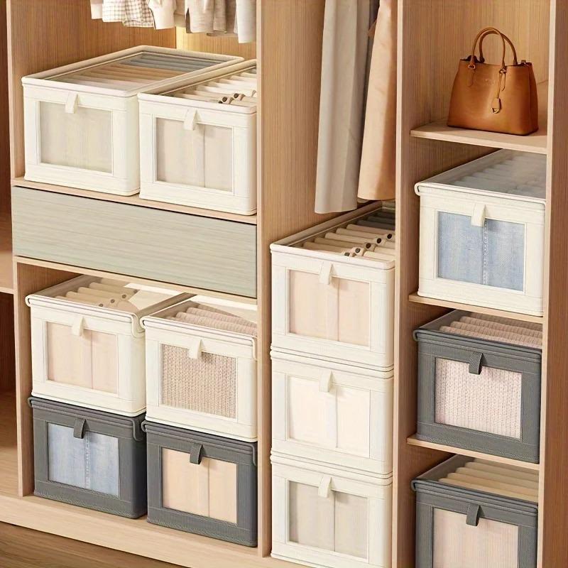 1pc Visible Wardrobe Storage Organizer with Clear Window Large Capacity for Home Closet Bedroom T-Shirt Underwear Pants Organiza