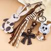 PU Leather Puppy Keychain Bag Charm with Lanyard