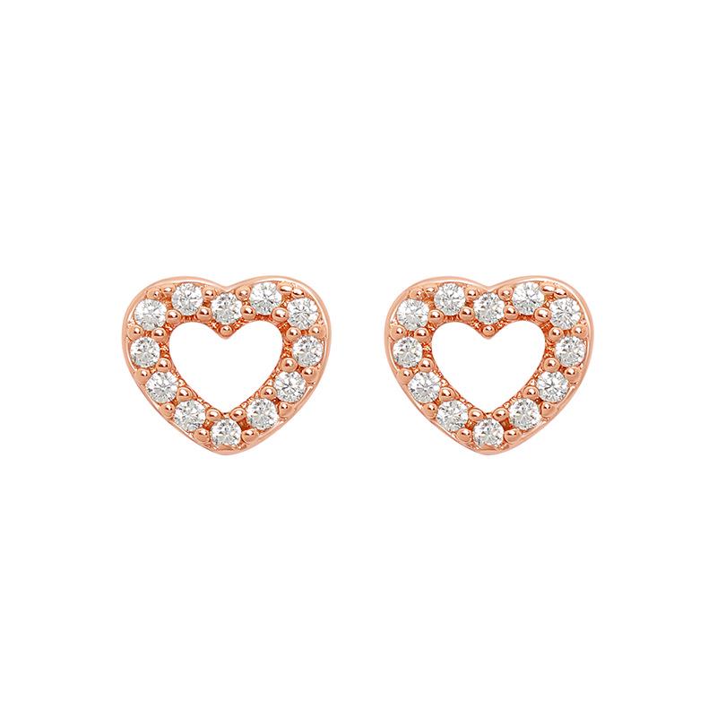 Korean Style 18K Diamond Heart Earrings with 3A Zircon - Versatile, Fashionable, and Simple Design
