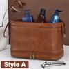 Portable Cosmetic Bag PU Leather Wash Bag Travel Business Trips Large Capacity Multi Pocket Design Handheld Leather Wash Bag