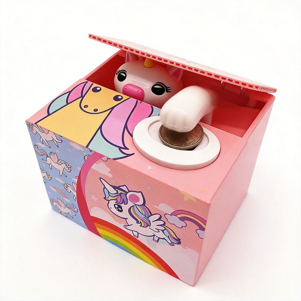Einhorn-Sparschwein mit handgefertigtem Harz-Cartoon-Design für Kinder und als Geschenk