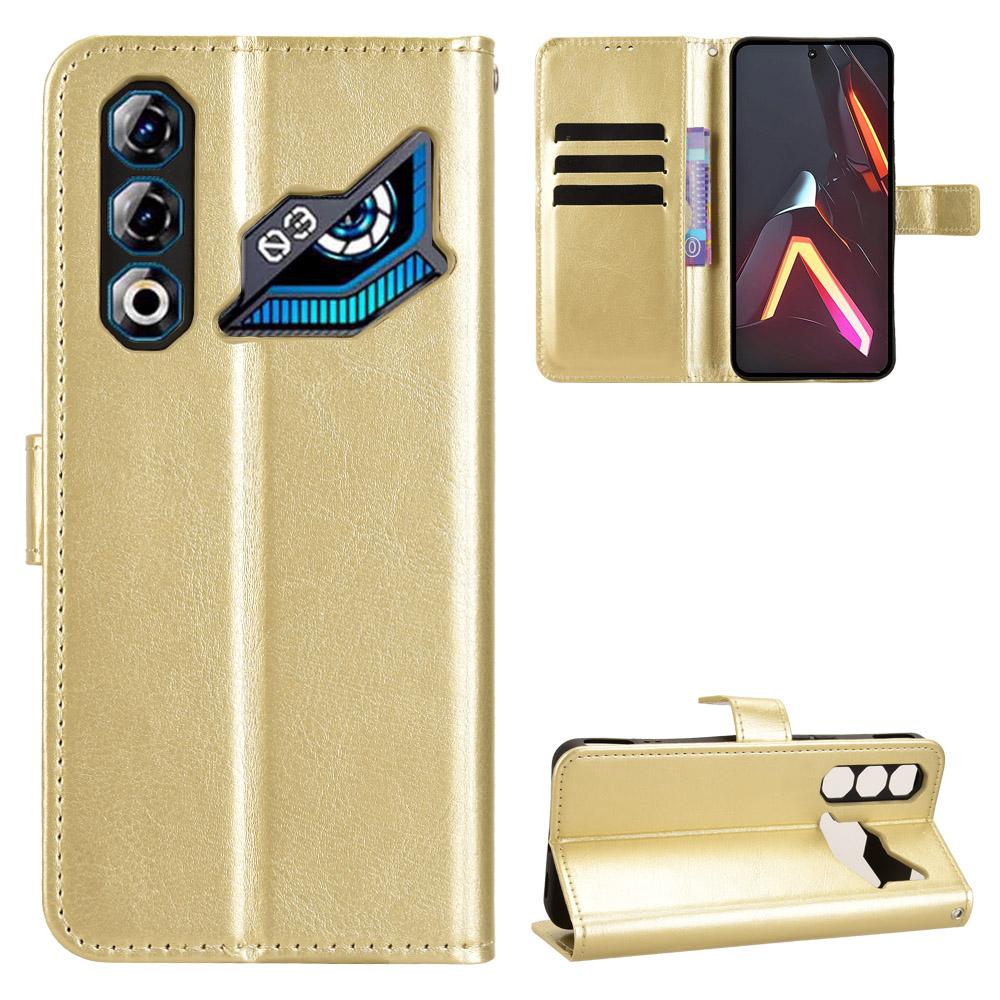 For ZTE nubia Neo 3 GT 5G PU Leather Case with Strap Crazy Horse Texture Phone Wallet Cover