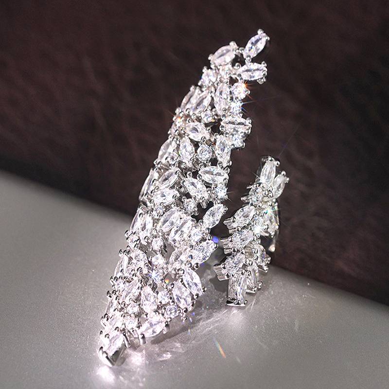 Huitan Charming Women Opening Ring Geometric Design Luxury Party Engagement Accessories Full Shining CZ Fashion Elegant JewelryGood product