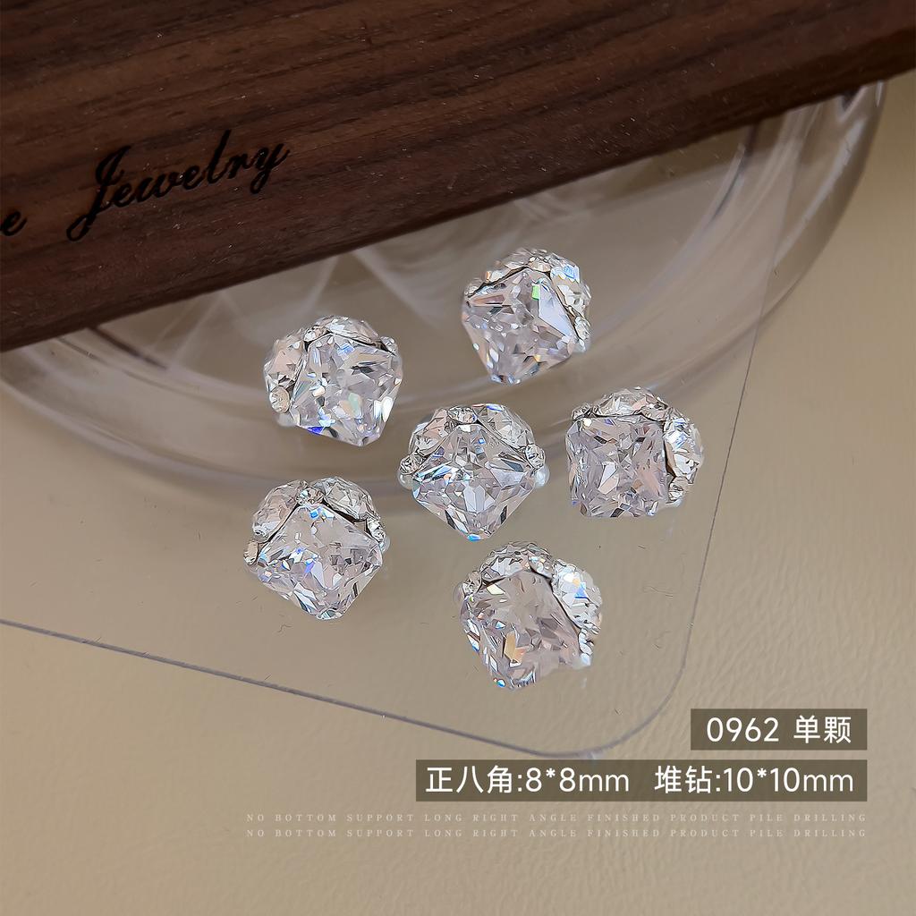 Sparkling Zircon Nail Art Pile Jewelry Light Luxury Versatile Transparent White No Bottom Support Rock Sugar Pigeon Egg Ball Finished Product
