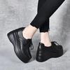 Platform Shoes Women's 2025 Spring New Round Head Lace-up Muffin Heel Women's Shoes First Layer Cowhide Leisure College Style Single Shoes