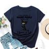 Learning Cats Cotton T-Shirt Short Sleeve Round Neck Women 2d Print Tops