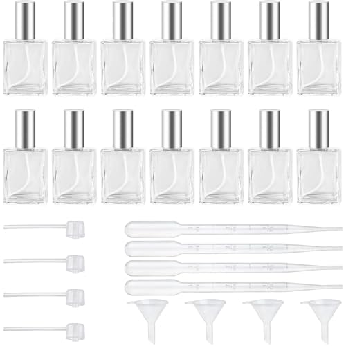 14-Pack Clear Perfume Spray Bottles, 15ml Portable Fine Mist Spray, Empty Refillable Travel Perfume Bottles (15ml, Silver)
