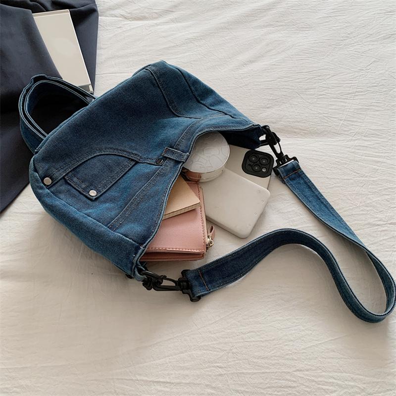 Denim Shoulder Bag with Adjustable Strap