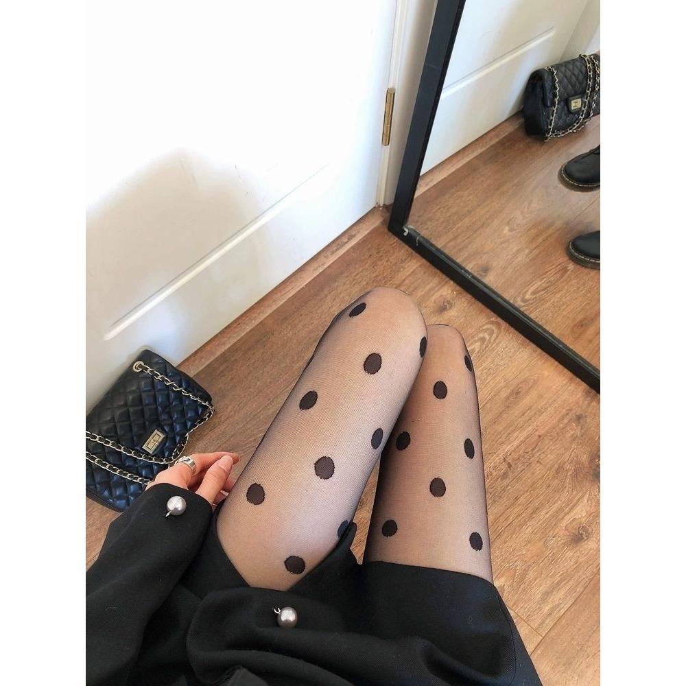 Japanese Black Polka Dot Stockings Women Thin Hot Girl Jacquard Pantyhose Internet Celebrity Ins Tide Small Polka Dot Bottoms