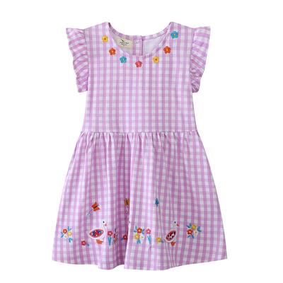 Girls' Dress Summer New Style Casual Dress for Young Girls Fashionable Round Neck Short Sleeve Princess Dress
