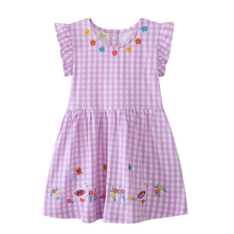 

Платье для девочек Летний новый стиль Повседневное платье для маленьких девочек Модное платье принцессы с круглым вырезом и коротким рукавом 7T