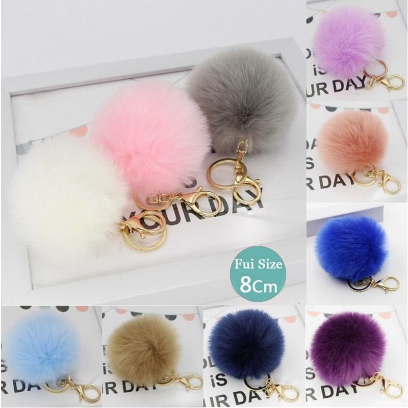 Adorable Cute Soft Rabbit Fur Ball Plush Key Chain For Bags And Car Accessories
