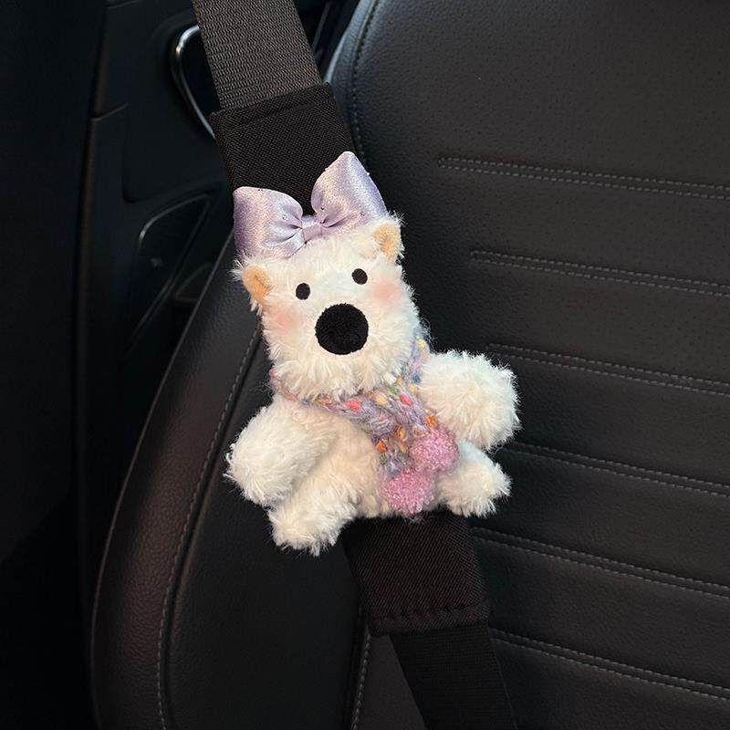 

Creative West Highland Car Seatbelt Shoulder Pads, High-End and Cute Car Seatbelt Decorations, a Pair for Couples Purple Bow West Highland