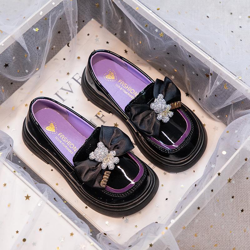 

Spring New Style Girls Princess Casual Shoes Soft Sole British Style Wear-resistant Comfortable Versatile Leather Shoes 26 чорний