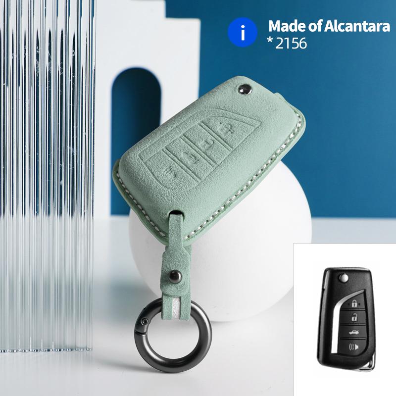 For Toyota Auris Corolla Avensis Verso Yaris Aygo Scion 4 Buttons Car Remote Key Case Cover Shell Suede Alcantara Accessories