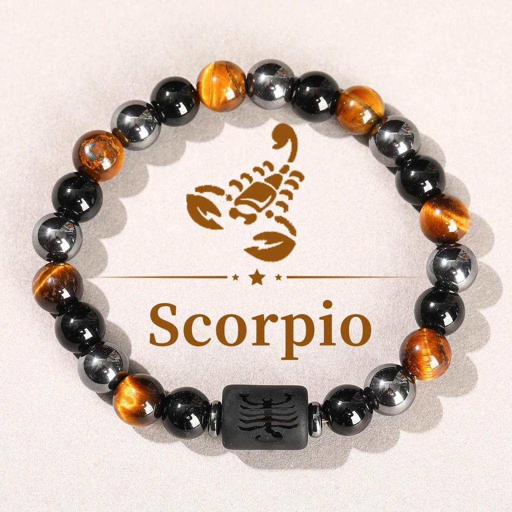 12 Tierkreiszeichen Naturstein Armband Zwillinge Steinbock Krebs Jungfrau Löwe Armband Damen Herren Freundschaftsschmuck Armbänder