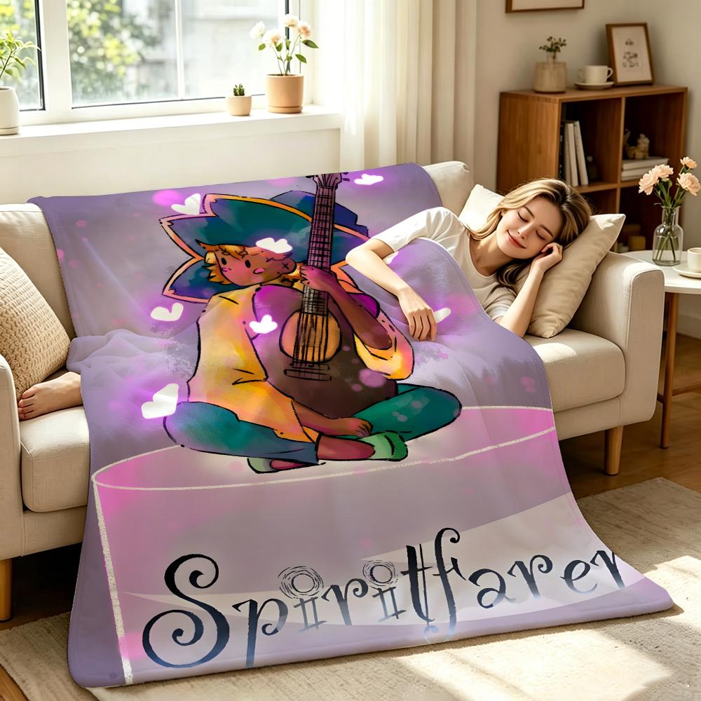 Game S-Spiritfarer Throw Soft Warm Flannel Throw Blanket, Multi-use for Sofa Bed Office Nap 75X95CM