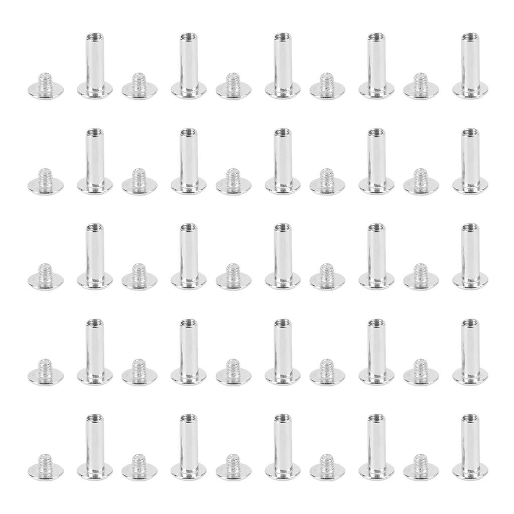 50 Sets Rivets and Screws M4 5x15x9.5mm Stainless Steel Flat Round Head Rivet Stud Set for Binding
