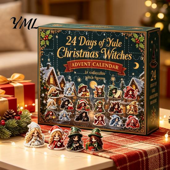 Collectible Fantasy Witch Figurines Christmas Witches Advent Calendar 2026, 24 Days Yule Countdown Box, 2D Holiday Gift for Women Acrylic Figurine