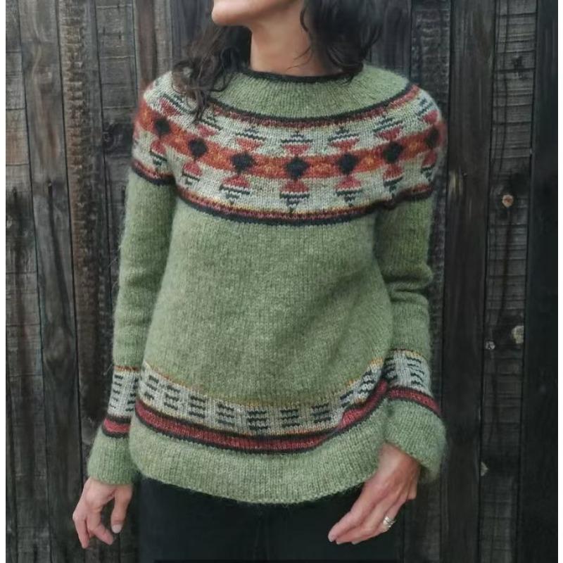 DAFIFY Dame Mote Casual Høst Vinter Rombemønster Langermet O-hals Gensere