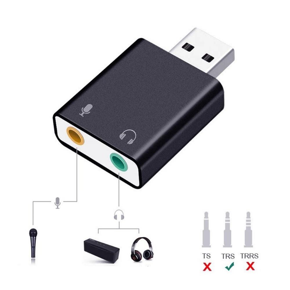 USB Sound Card o Adapter 3.5mm Virtual 7.1 for Headphone Mic