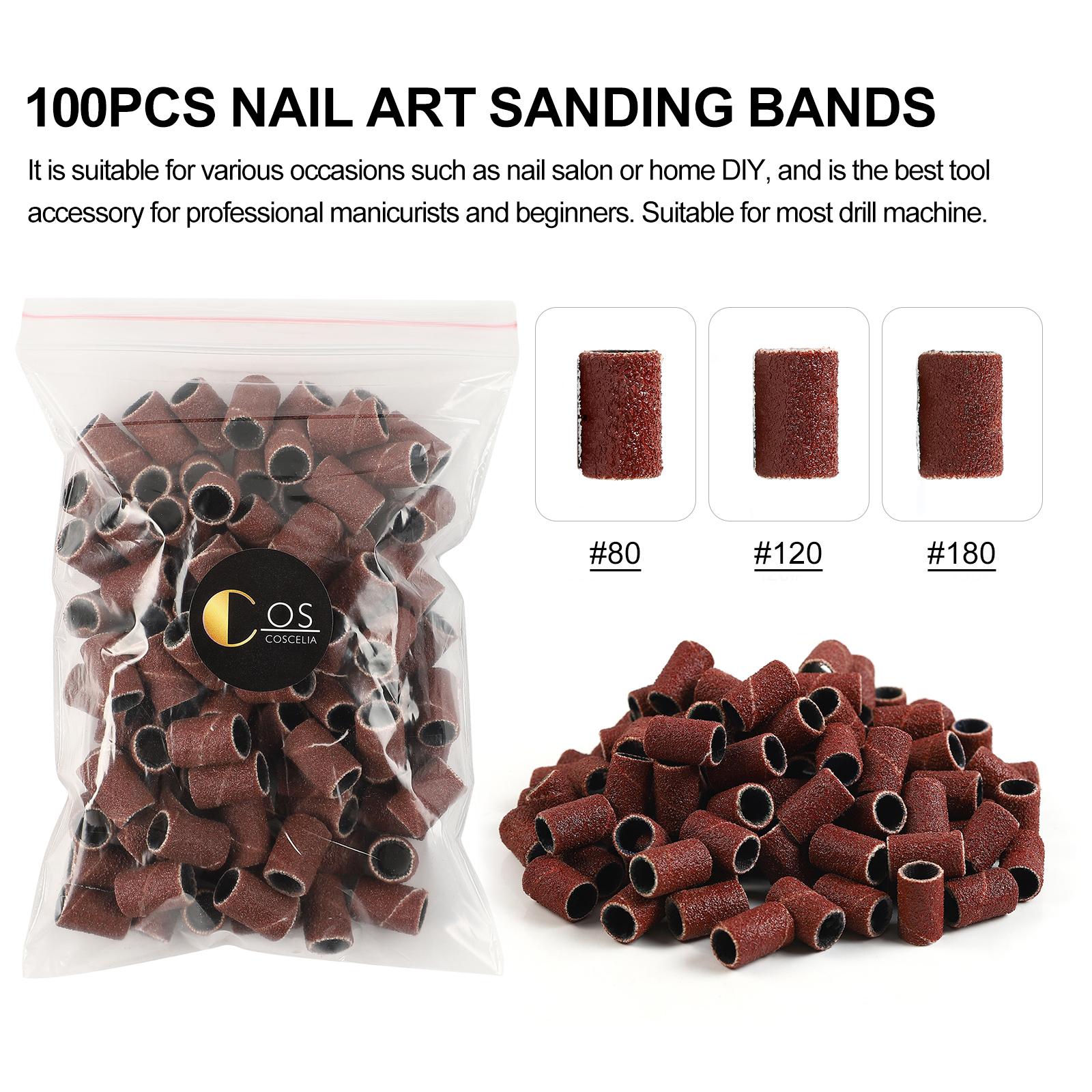 

100 шт., шлифовальное кольцо для всех гелей, набор электрических сверл для ногтей 80/120/180 дюймов