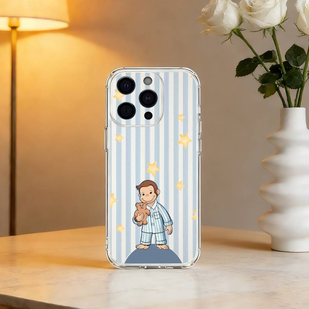 Luxury C-Curious G-George Phone Case For iPhone 17 16 15 14 13 12 11 Mini Pro Max Plus Transparent Cover