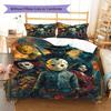 Horror Killer Pattern Bedding Quilt Set Quilt Cover Pillowcase Home Decoration Gift (1 * Duvet Cover + 2 * Pillowcase, Without Core)