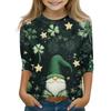Print Tops For Youth Girls 5-16 Years Round Neck 3/4 Sleeves T-Shirts Trendy Tops Outfit Tees