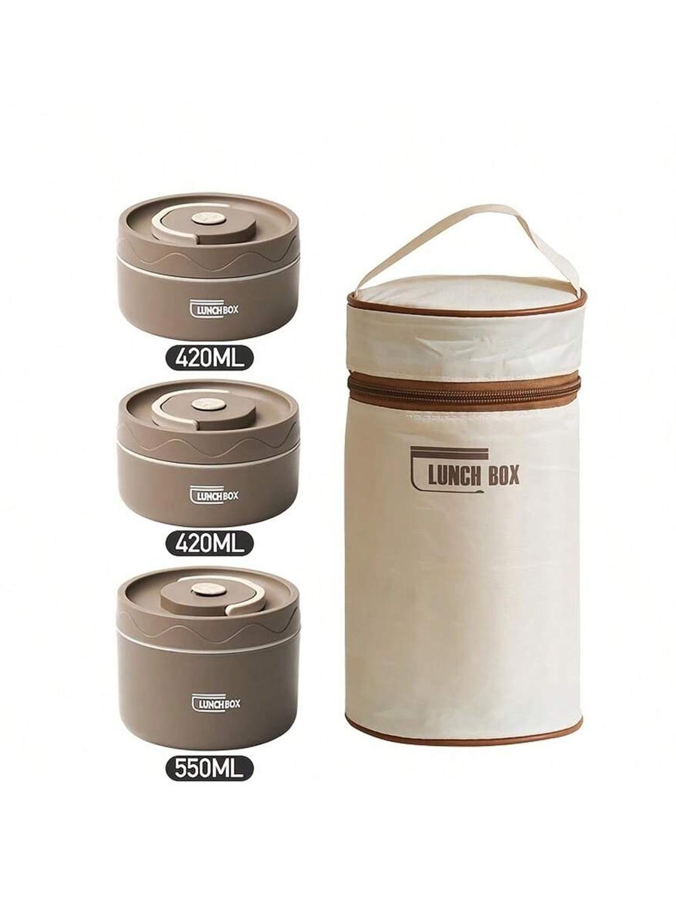 3 stuks magnetronbestendige draagbare geïsoleerde voedselcontainer lunchbox roestvrijstalen bento box geïsoleerde lekvrije lunchtas set 1390ml&3
