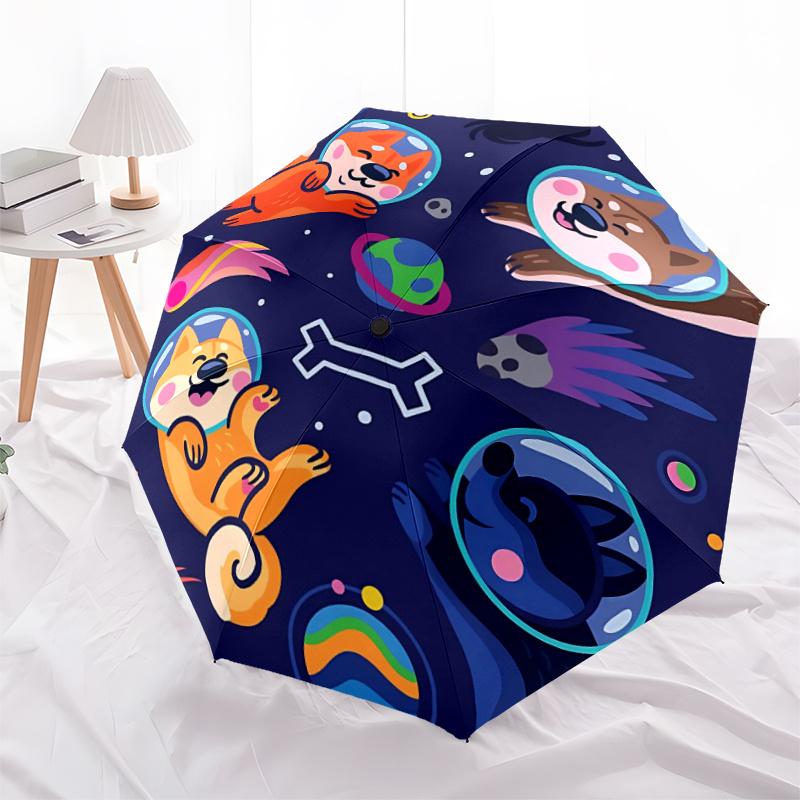 1pc Space Puppies Automatic Open/close Umbrella, 8-Rib Sturdy Structure, Portable Travel Umbrella, Parties, Everyday Use, 06