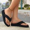 Ladies' Chic Black Flip Flops Comfortable EVA Sole, Thick Padded Low Heel, Suitable for Casual Summer Beach Wear, Fashionable Flip Flops, Beach Shoes