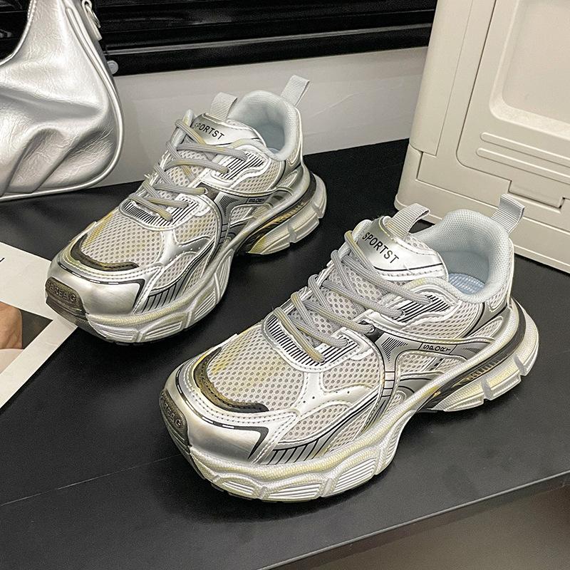 

Мода Do Old Height Increase Pops Shoes, женская обувь Mesh Breathable Hundred с легкими повседневными кроссовками 37 серый