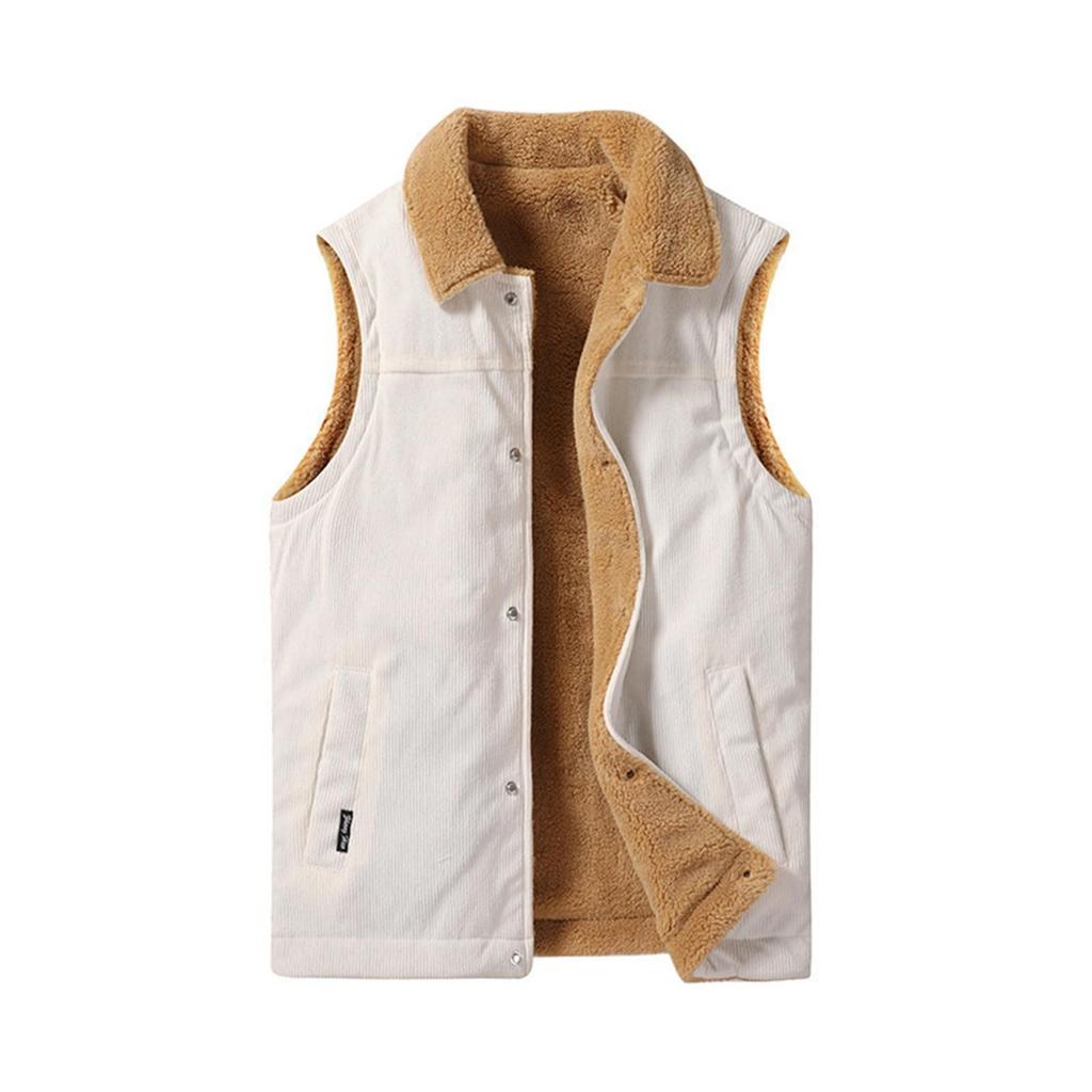 Autumn And Winter Men's Corduroy Vest Plush Oversize Vest Casual Coat