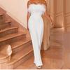 2025 Frühling/Sommer Europäischer & Amerikanischer Damen Feder Bandeau Ein-Schulter Rückenfreier Jumpsuit
