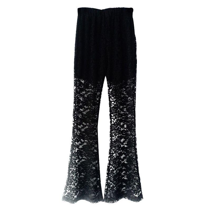 

Брюки клеш в европейском и американском стиле, повседневные, с высокой талией, темпераментное кружево Black 3XL(Suggested 70.00 kg-77.50 kg)