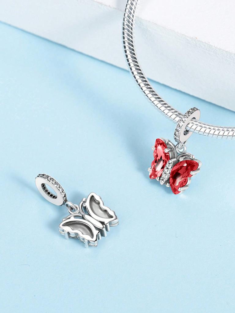 Charms Plata Gemstone Colored Butterfly Beads Charm Copper Plated Fit Charms Original Bracelet For Jewelry Making Diy Charm