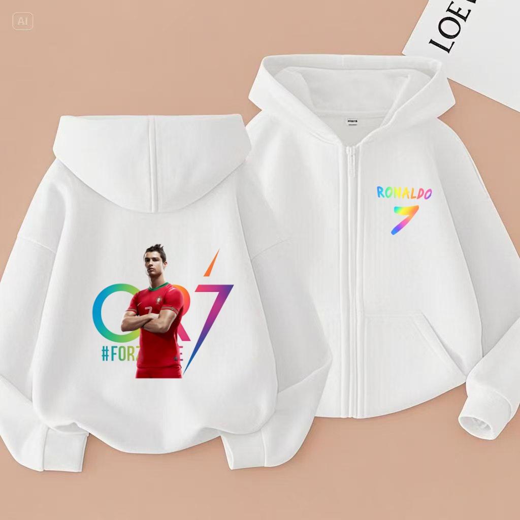 Kinder Reißverschluss Stil Buchstaben CR7 Rosa Strickjacke Kapuzenpullover Sweatshirt Mädchen Junge 3-12 Jahre Freizeit Mode Trend Oberteil Sportjacke Kleidung